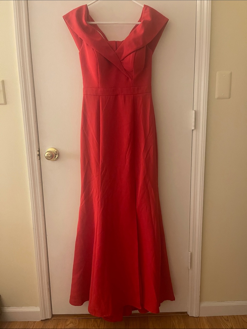 Xscape Red Off-Shoulder Formal Gown